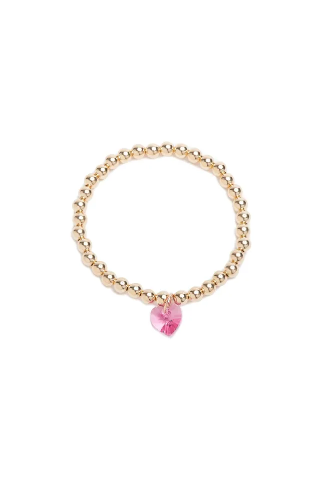LoveShackFancy Jewelry Womens Alexa Leigh 5mm Crystal Heart Bracelet PINK