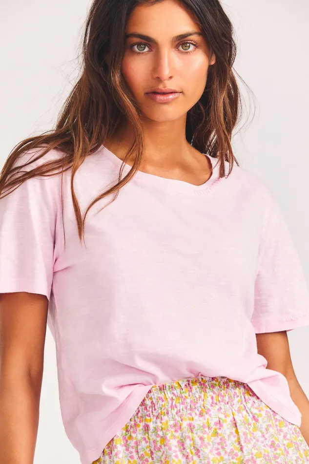 LoveShackFancy Loungewear Womens Calix Tee 8211 PINK PINK 8211 PINK