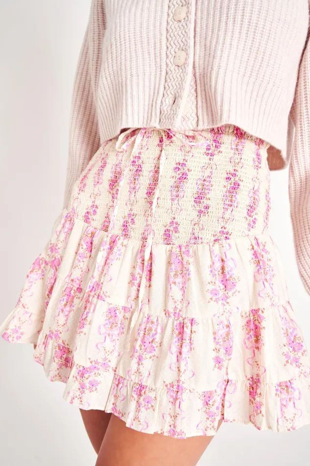 LoveShackFancy Skirts Womens Aldana Mini Skirt FRENCH LILAC