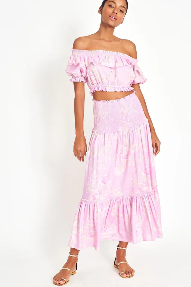 LoveShackFancy Skirts Womens Brenner Maxi Skirt POWDER PINK