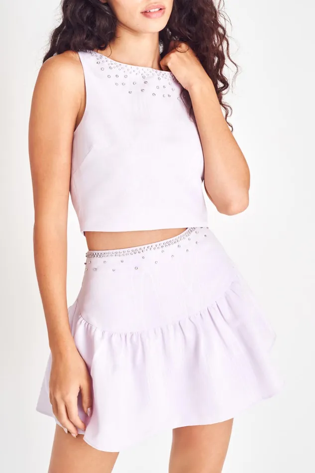 LoveShackFancy Skirts Womens Lively Mini Skirt SOFT IRIS