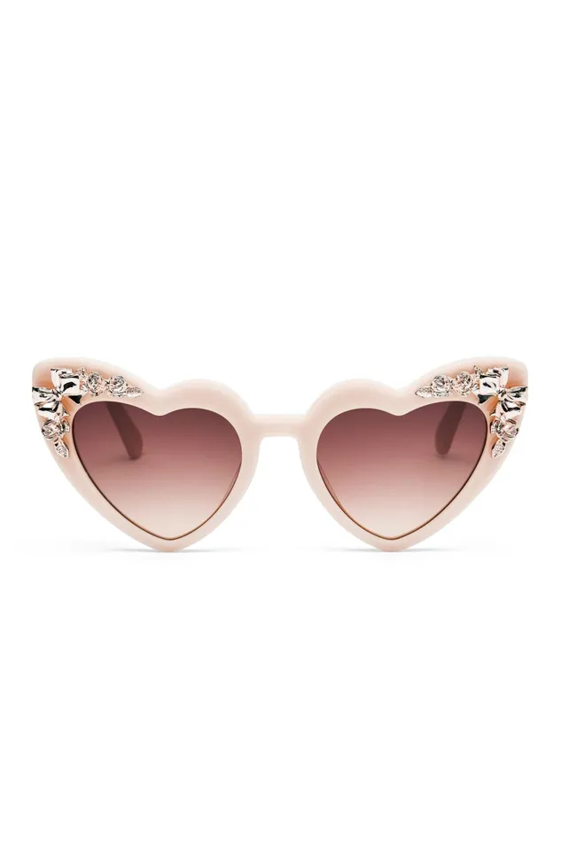 LoveShackFancy Sunglasses Womens Amalia Heart Sunglasses GOLDEN PEACH