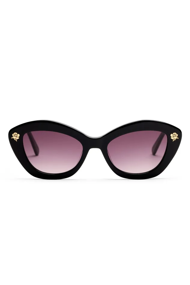 LoveShackFancy Sunglasses Womens Hessel Cat Eye Sunglasses SOFT BLACK