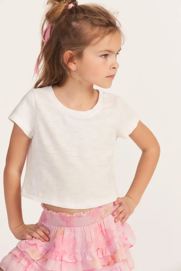 LoveShackFancy Tops Kids Girls Mini Rubin Tee WHITE