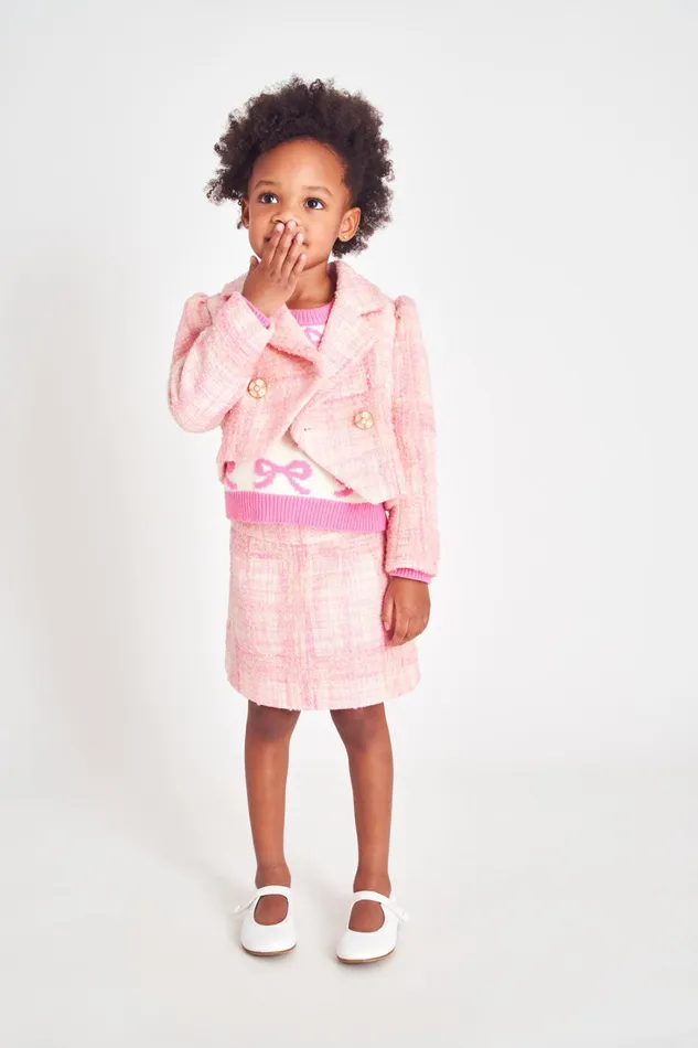 LoveShackFancy Tops Kids Girls Tweed Kip Jacket PASTEL PEONY