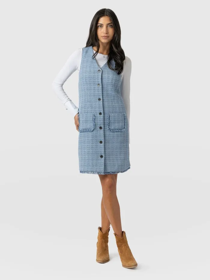 Luther Boucle Mini Dress 8211 Pale Blue Pale Blue Women Saint And Sofia Dresses Luther Boucle Mini Dress 8211 Pale Blue Pale Blue Women Saint And Sofia Dresses