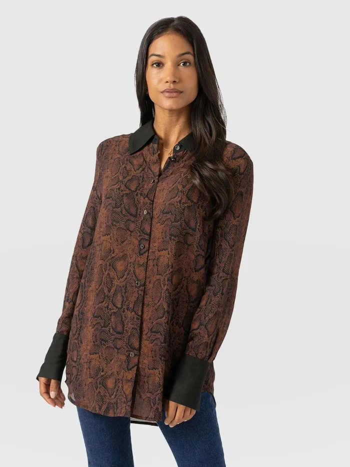 Madison Shirt 8211 Brown Snake Brown Snake Women Saint And Sofia Blouses and Shirts Madison Shirt 8211 Brown Snake Brown Snake Women Saint And Sofia Blouses and Shirts