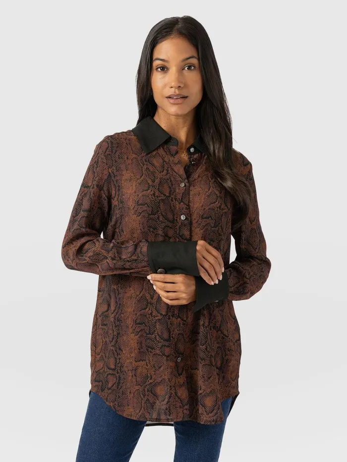 Madison Shirt 8211 Brown Snake Brown Snake Women Saint And Sofia Blouses and Shirts