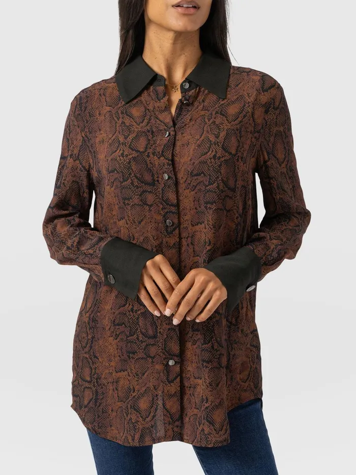 Madison Shirt 8211 Brown Snake Brown Snake Women Saint And Sofia Blouses and Shirts
