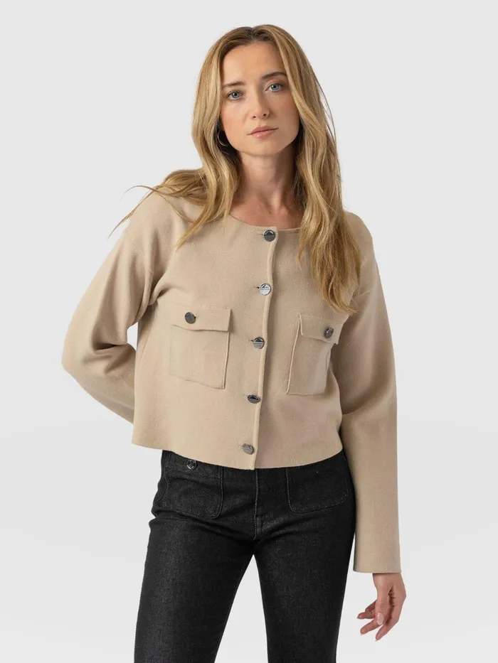 Maeva Knit Jacket 8211 Cream Cream Women Saint And Sofia Knitwear