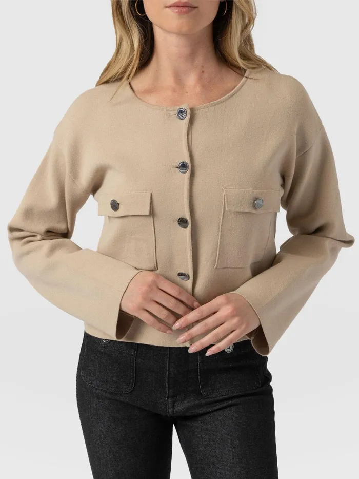 Maeva Knit Jacket 8211 Cream Cream Women Saint And Sofia Knitwear