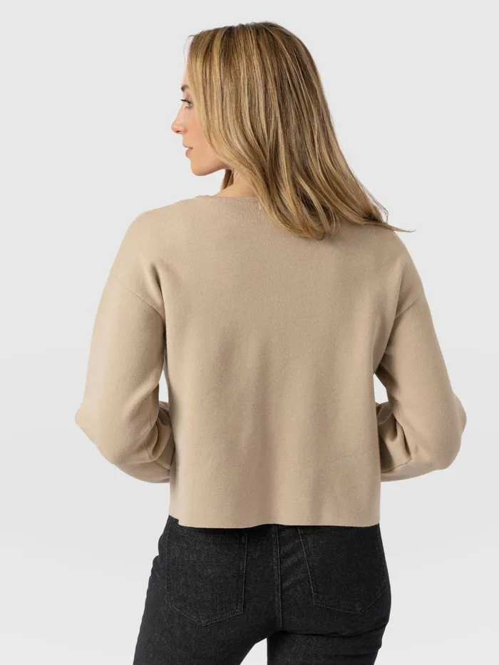 Maeva Knit Jacket 8211 Cream Cream Women Saint And Sofia Knitwear