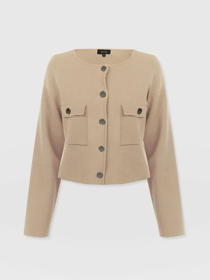 Maeva Knit Jacket 8211 Cream Cream Women Saint And Sofia Knitwear