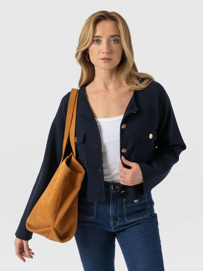 Maeva Knit Jacket 8211 Navy Navy Women Saint And Sofia Coats and Jackets