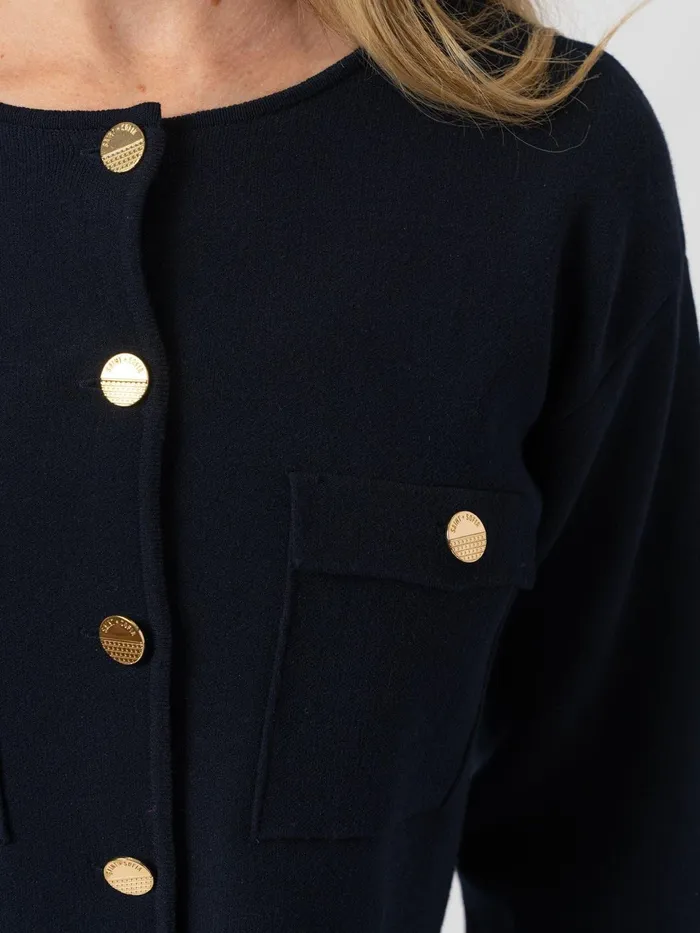 Maeva Knit Jacket 8211 Navy Navy Women Saint And Sofia Coats and Jackets