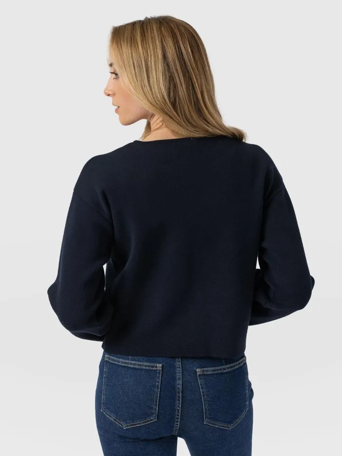 Maeva Knit Jacket 8211 Navy Navy Women Saint And Sofia Coats and Jackets