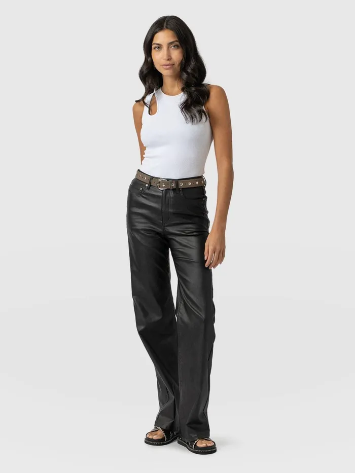 Maeve Wide Leg Pant 8211 Black Coated Black Coated Women Saint And Sofia Pants