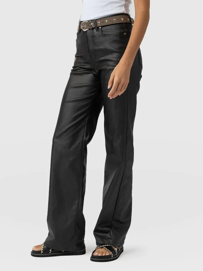 Maeve Wide Leg Pant 8211 Black Coated Black Coated Women Saint And Sofia Pants