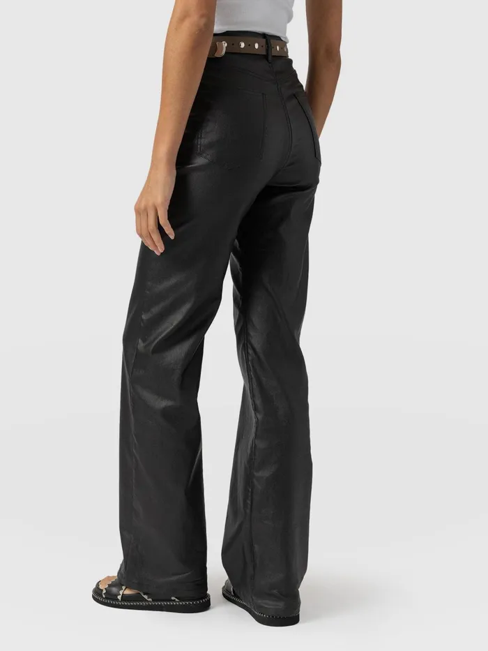 Maeve Wide Leg Pant 8211 Black Coated Black Coated Women Saint And Sofia Pants