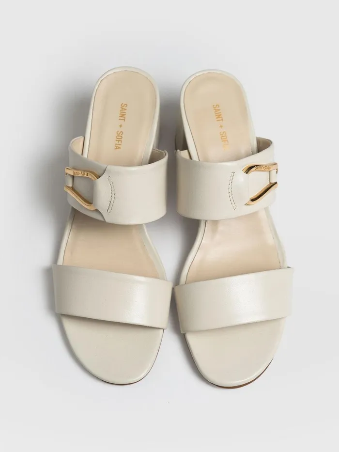 Maida Block Heeled Mules 8211 Cream Cream Women Saint And Sofia Leather