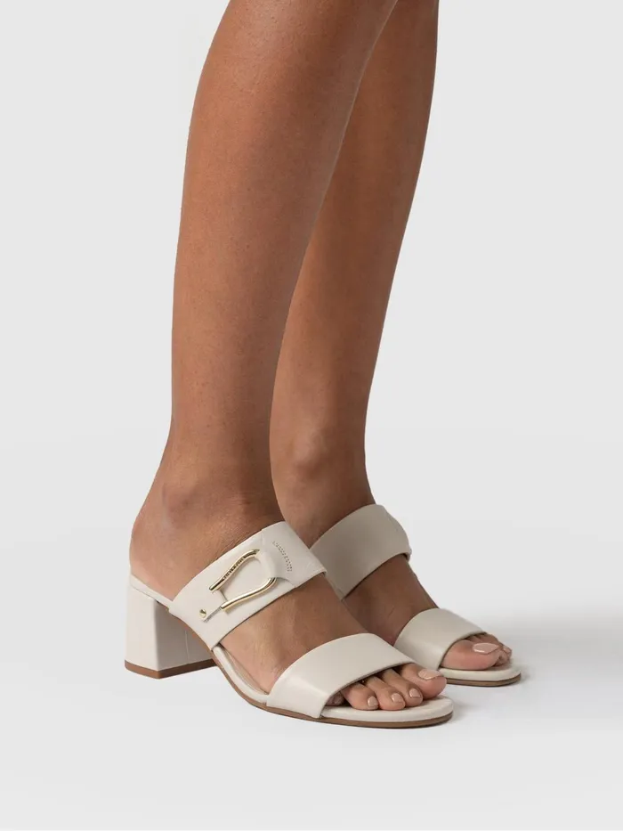 Maida Block Heeled Mules 8211 Cream Cream Women Saint And Sofia Leather