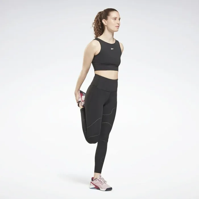 Matching Sets Womens Reebok Lux Perform High Rise Perforated Leggings Black
