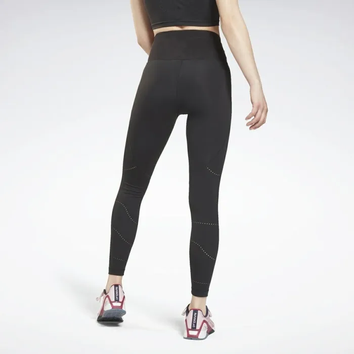 Matching Sets Womens Reebok Lux Perform High Rise Perforated Leggings Black