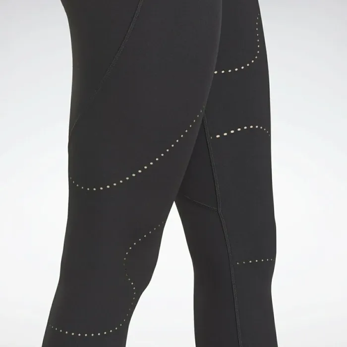 Matching Sets Womens Reebok Lux Perform High Rise Perforated Leggings Black