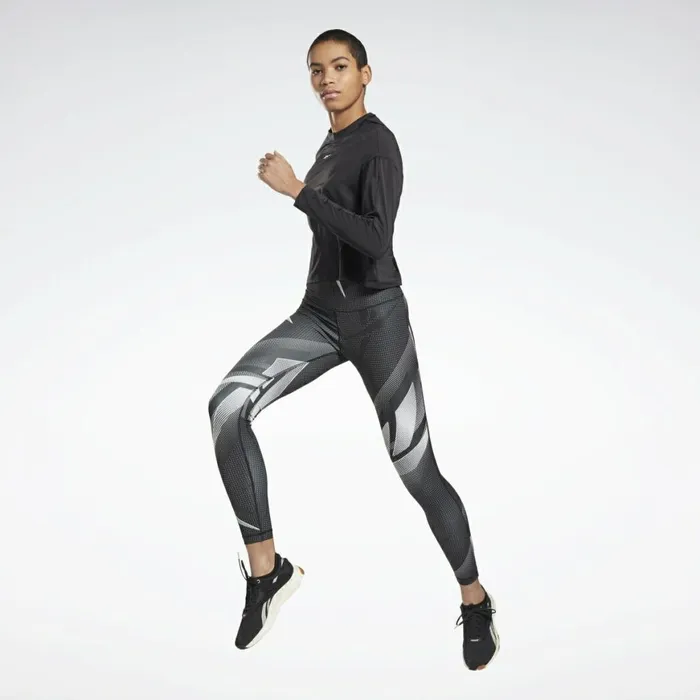 Matching Sets Womens Reebok MYT Printed Leggings Black