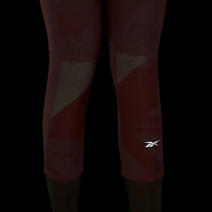 Matching Sets Womens Reebok Run Essentials Allover Print 34 Leggings Twisted Coral