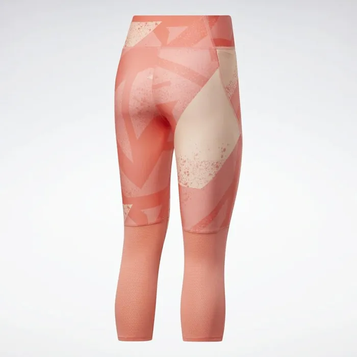 Matching Sets Womens Reebok Run Essentials Allover Print 34 Leggings Twisted Coral
