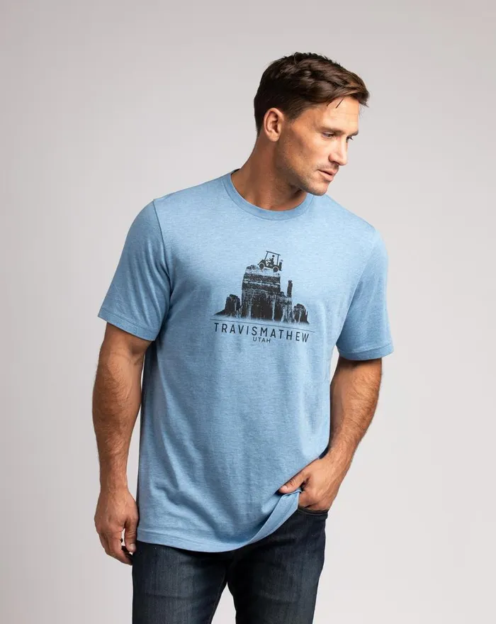 Men ACROSS THE PLATEAU TEE Heather Blue TravisMathew Tees