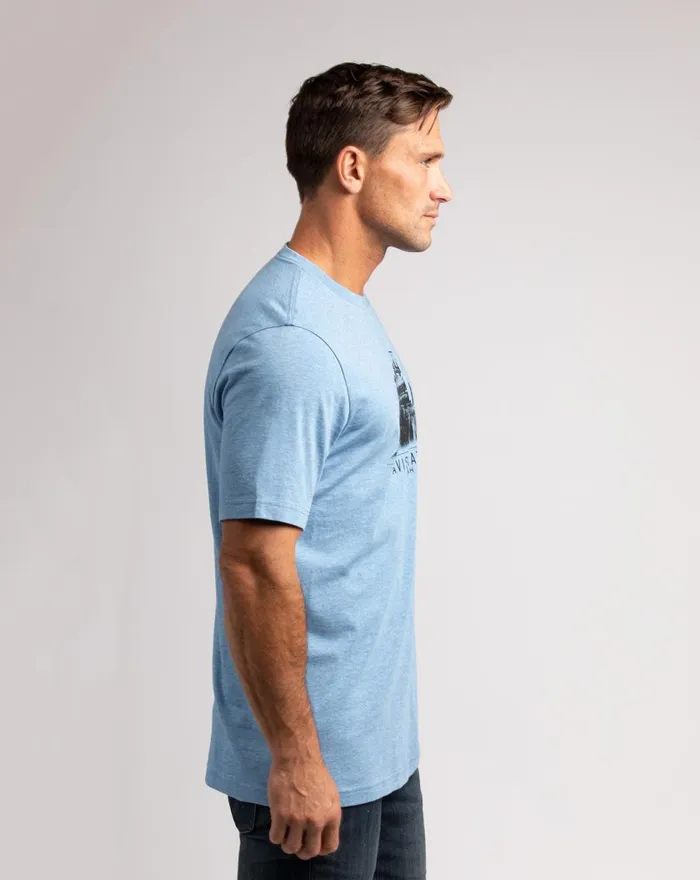 Men ACROSS THE PLATEAU TEE Heather Blue TravisMathew Tees