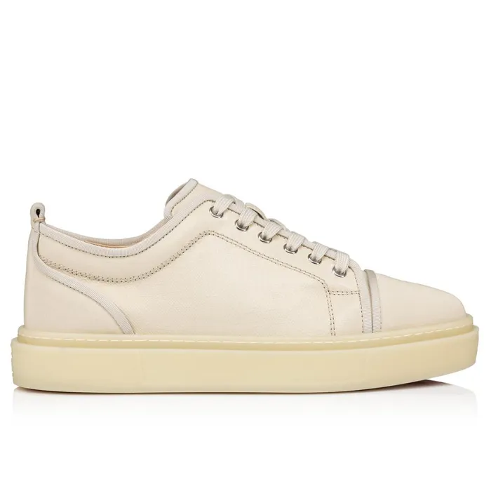 Men Adolon Junior Sneakers 8211 Coated Canva 8211 Natural Beige Christian Louboutin Low Top Sneakers