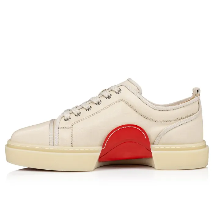 Men Adolon Junior Sneakers 8211 Coated Canva 8211 Natural Beige Christian Louboutin Low Top Sneakers