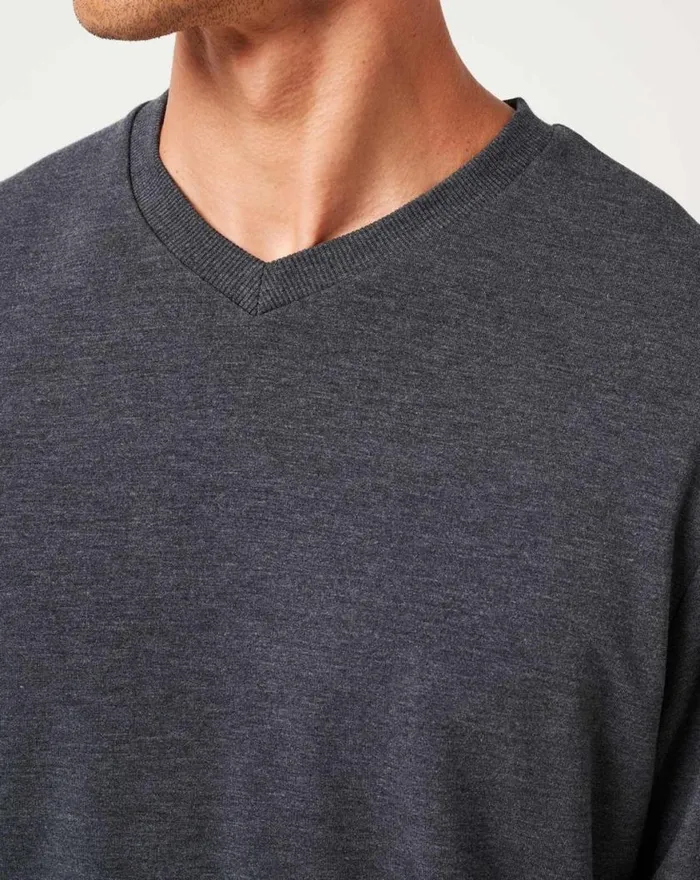 Men AMENITIES VNECK CREW Heather Dark Grey TravisMathew Hoodies and Sweatshirts