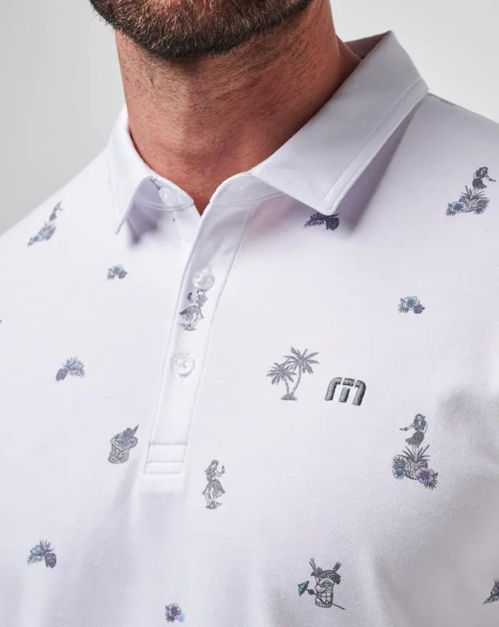 Men AROUND THE ISLAND POLO White TravisMathew Polos