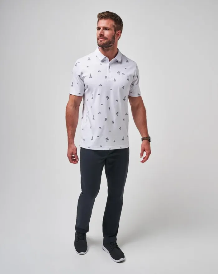 Men AROUND THE ISLAND POLO White TravisMathew Polos