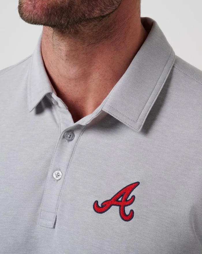 Men ATLANTA BRAVES PLAYOFF PITCH POLO Heather Grey TravisMathew Polos