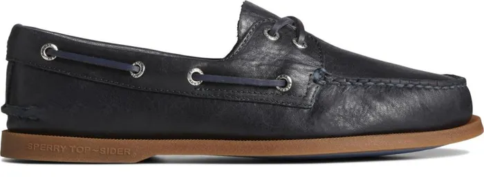 Men Authentic Original Pull Up Leather Boat Shoe Navy Sperry Boat Shoes
