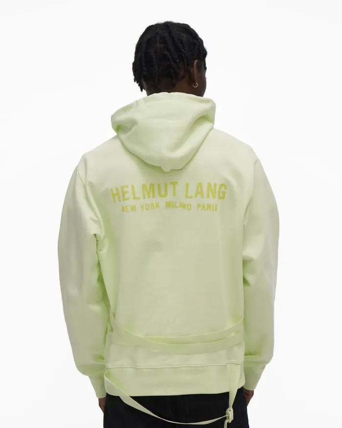 Men Aviator Hoodie Electric Green Helmut Lang Sweatshirts