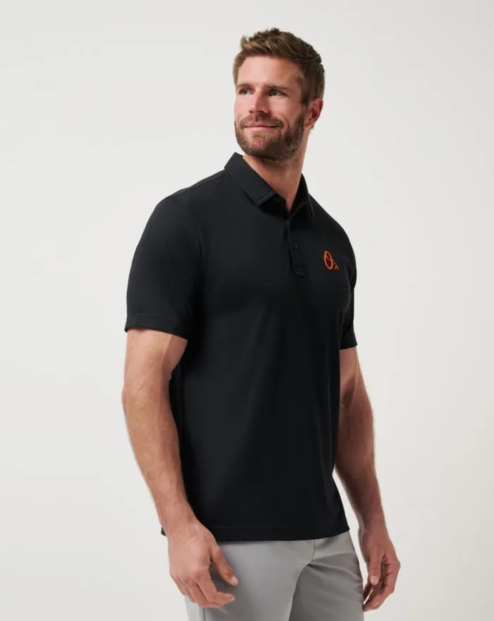 Men BALTIMORE ORIOLES PLAYOFF PITCH POLO Black TravisMathew Polos