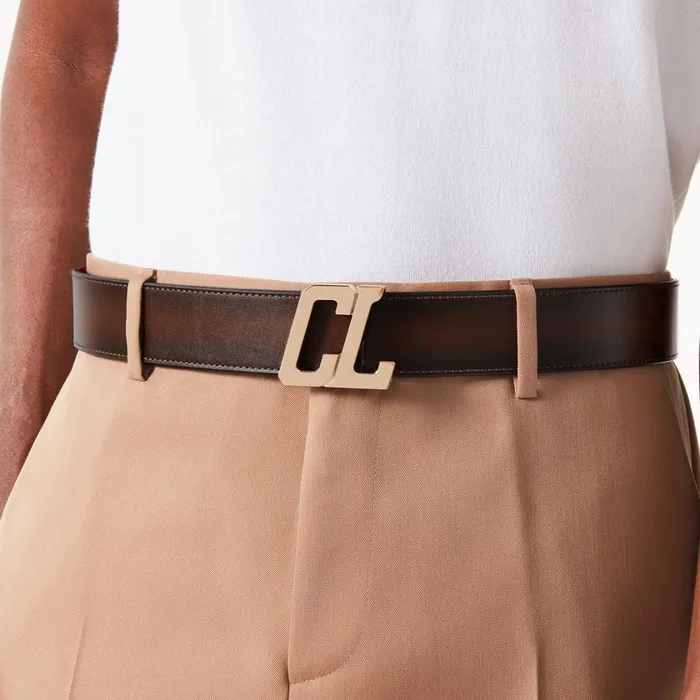 Men Belt Strap Belt Strap 8211 Patined Calf Leather 8211 Brown Brown Christian Louboutin Belts