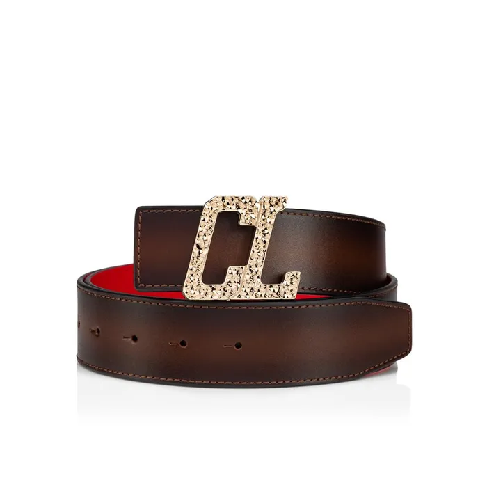 Men Belt Strap Belt Strap 8211 Patined Calf Leather 8211 Brown Brown Christian Louboutin Belts