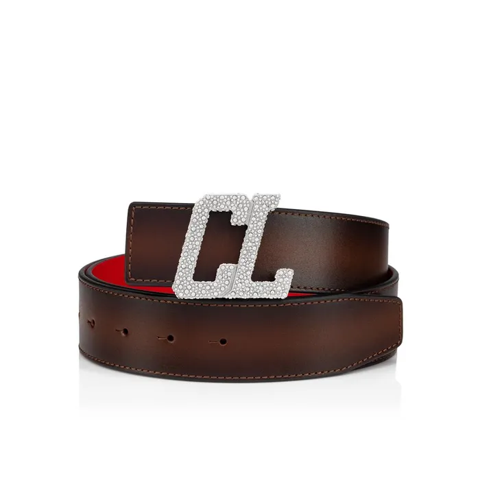 Men Belt Strap Belt Strap 8211 Patined Calf Leather 8211 Brown Brown Christian Louboutin Belts