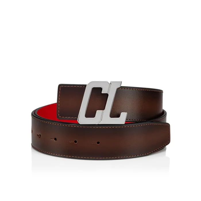 Men Belt Strap Belt Strap 8211 Patined Calf Leather 8211 Brown Brown Christian Louboutin Belts