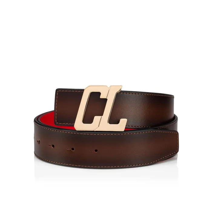 Men Belt Strap Belt Strap 8211 Patined Calf Leather 8211 Brown Brown Christian Louboutin Belts