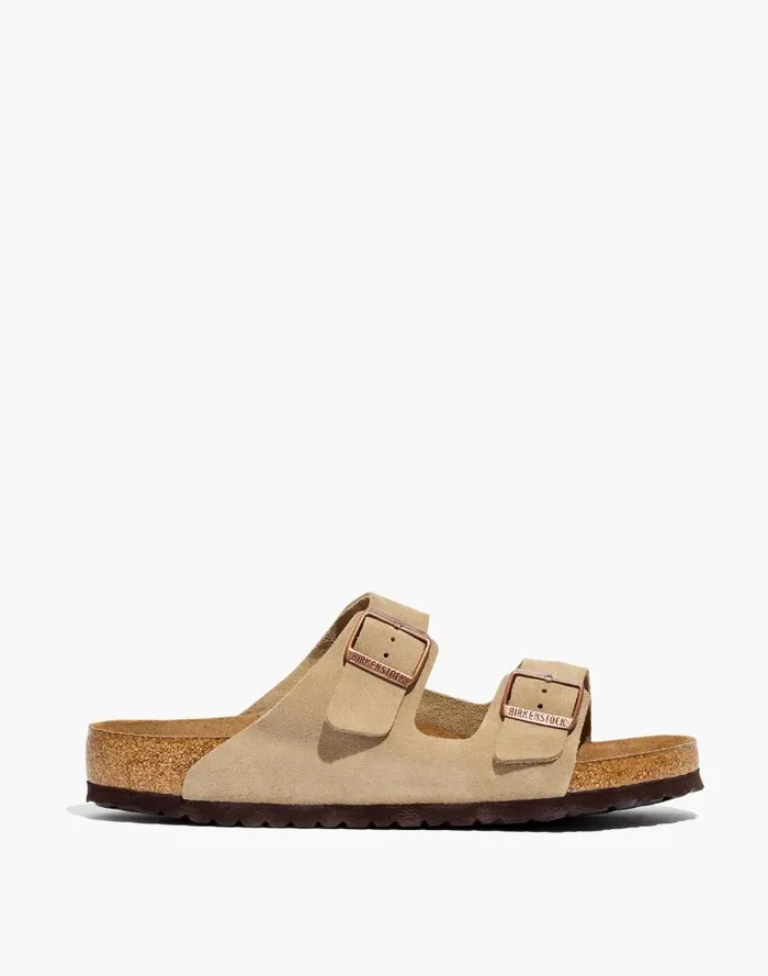 Men Birkenstock Suede Arizona Sandals Taupe Madewell Sandals