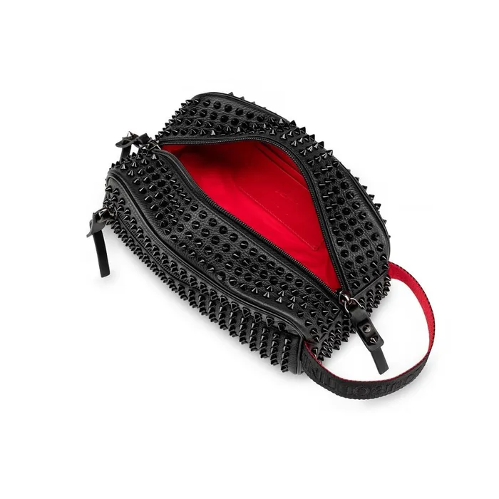 Men Blaster Pouch 8211 Calf Leather And Spikes 8211 Black Black Christian Louboutin Mini Bags and Pouches