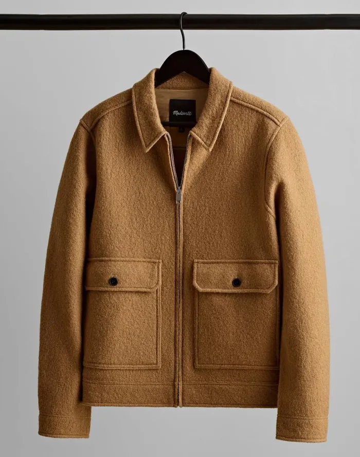 Men Boiled Wool ZipFront Jacket Faded Birch Madewell Coats Jackets